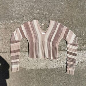 Jonathan Simkhai JASMINA BRUSHSTROKE STRIPED WOOL V-NECK TOP (nwot) Size XS